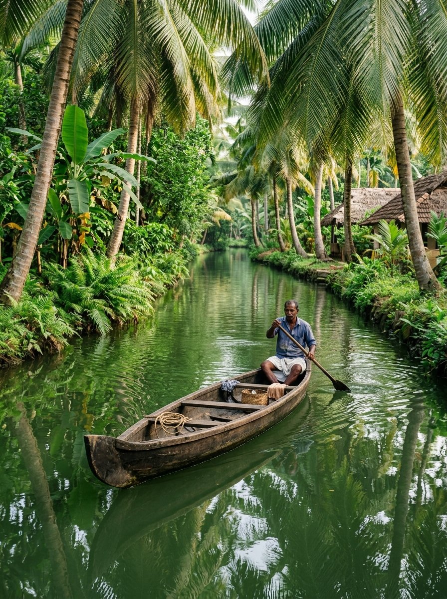 Alleppey backwater canoe
